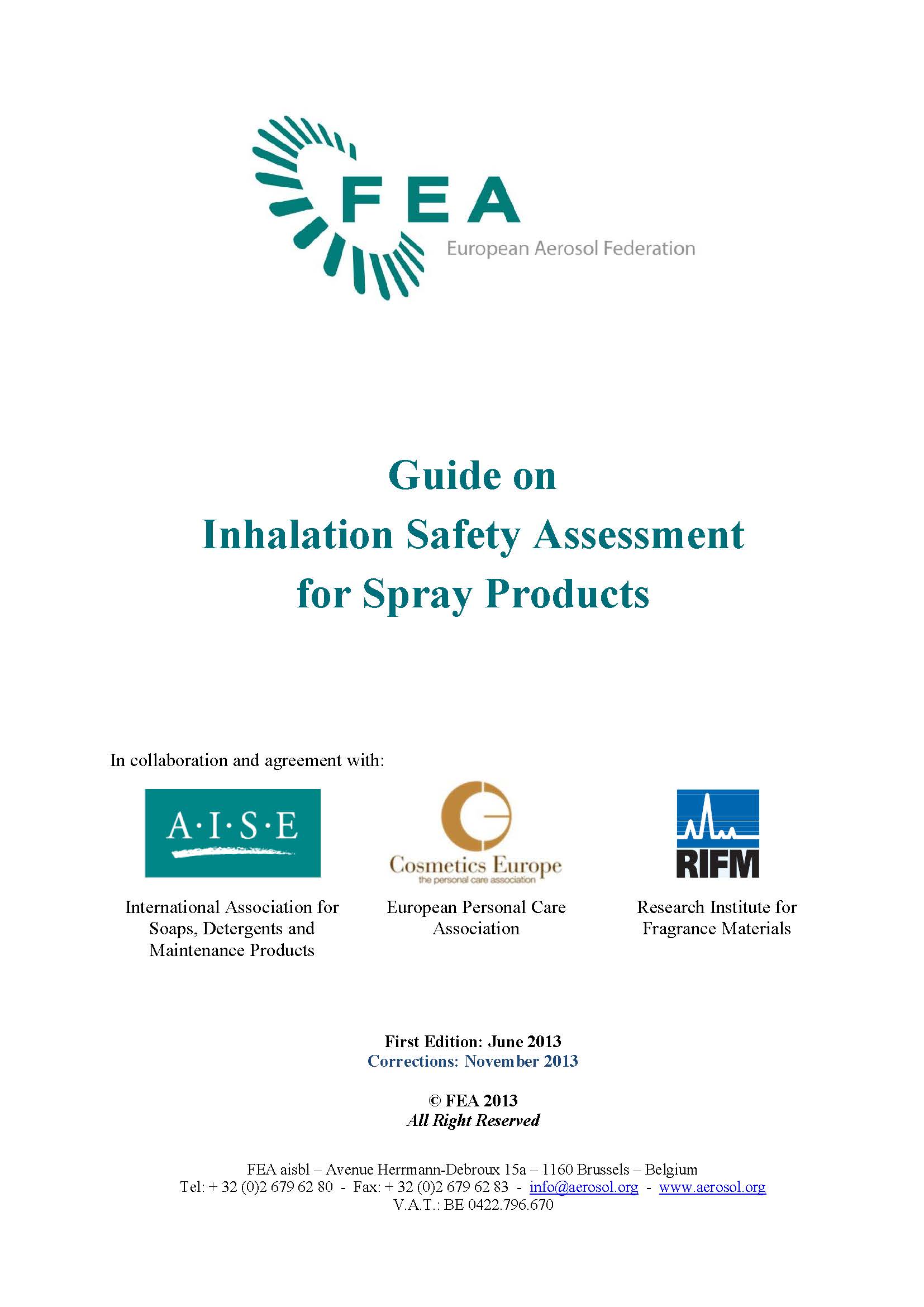 FEA Guide on Inhalation Safety Assessment for Spray Products